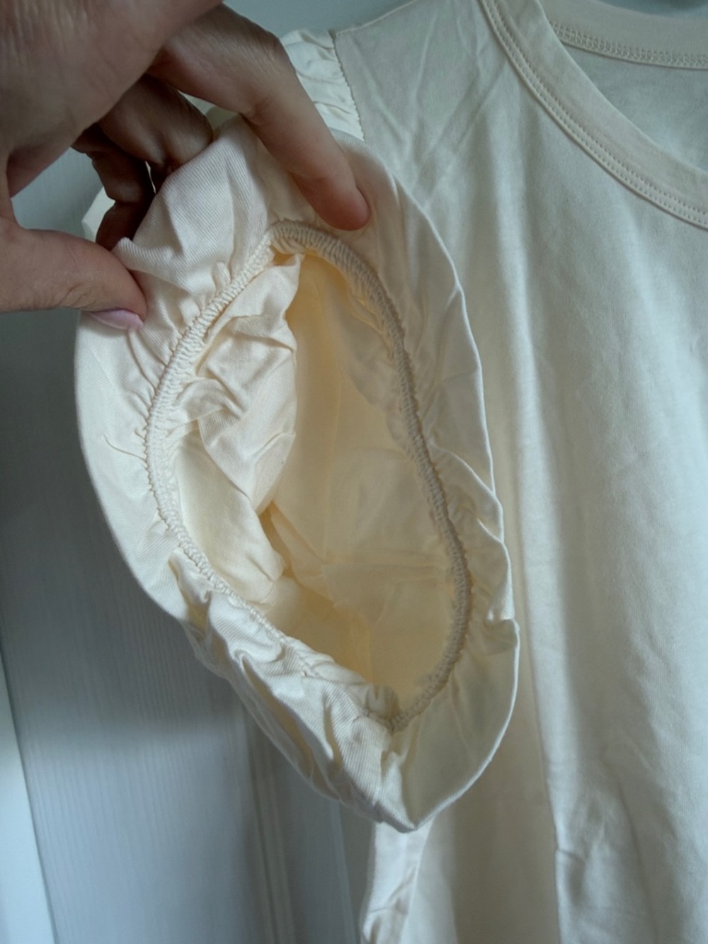 NWT LOFT Ivory Puff-Sleeve Short Sleeve Tee - Picture 4 of 8